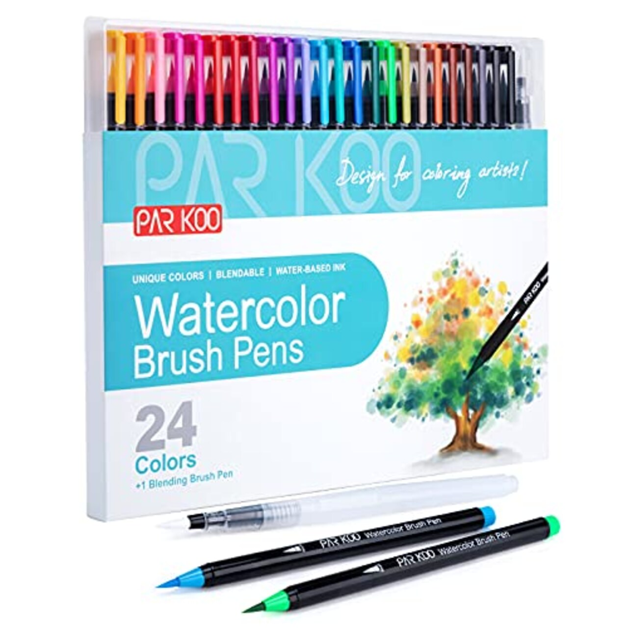 Watercolor Brush Pens, 24 Colors Flexible Real Nylon Brush Tip Pens for Watercolor Painting, 1 Blending Brush, Paint Markers for Artists and Beginner Painters Coloring Books, Calligraphy